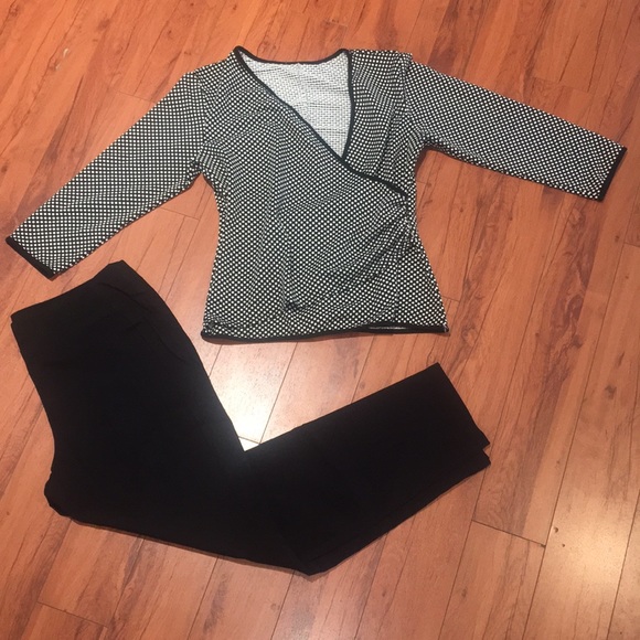 White and black crossover top - Picture 1 of 5